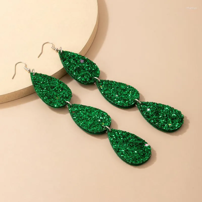 Dangle Earrings Huatang Trendy Green Flash Star Drop Long for Women Elegant Geometry Water Shape Earring Party Jewelry 21049