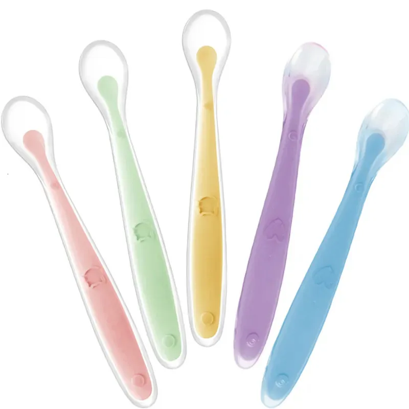 Silicone baby tableware training soft spoon 