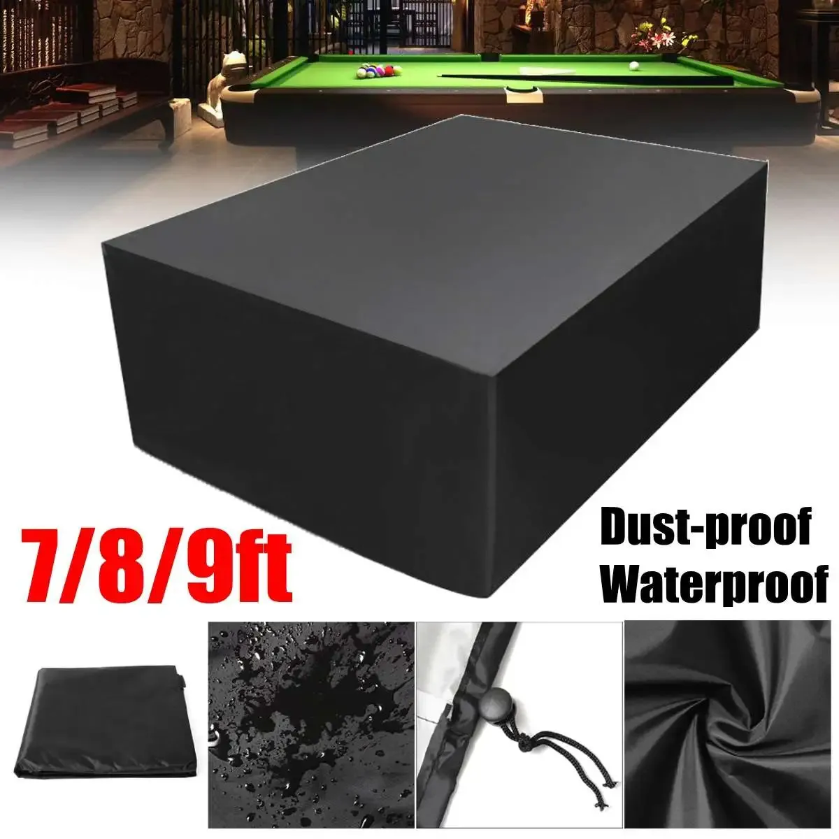 Dust Cover Dustproof Waterproof Outdoor Full Pool Solid With Drawstring 7 8 9 Foot Billiard Table Dust Cover Table Protector Oxford Cloth 231007