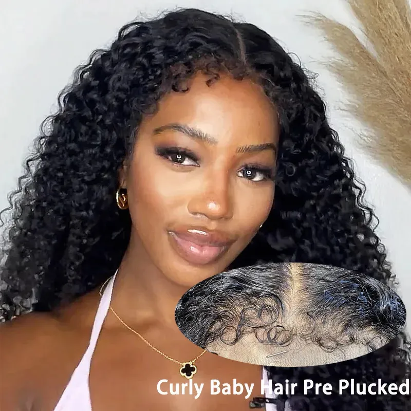 Synthetic Afro Kinky Curly 13x6 Hd Human Hair Glueless 13x4 4c Edges Lace Front Wigs for Women 30 Inch Deep Wave Frontal Wig on Sale 231006