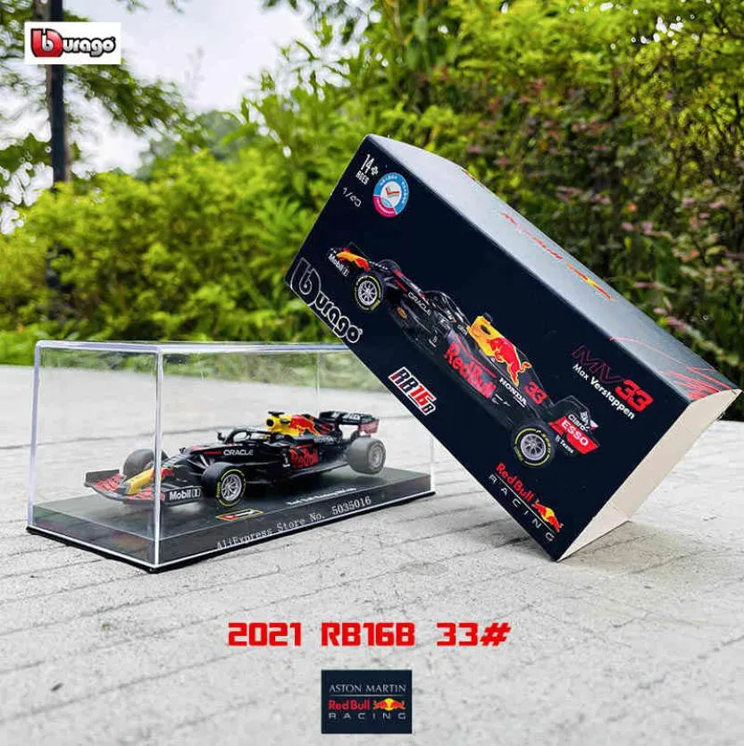نموذج السباق RB16B 33 MAX VERSTAPPEN مقياس 1432021 F1 سبيكة لعبة لعبة مجموعة مجموعة 8987590