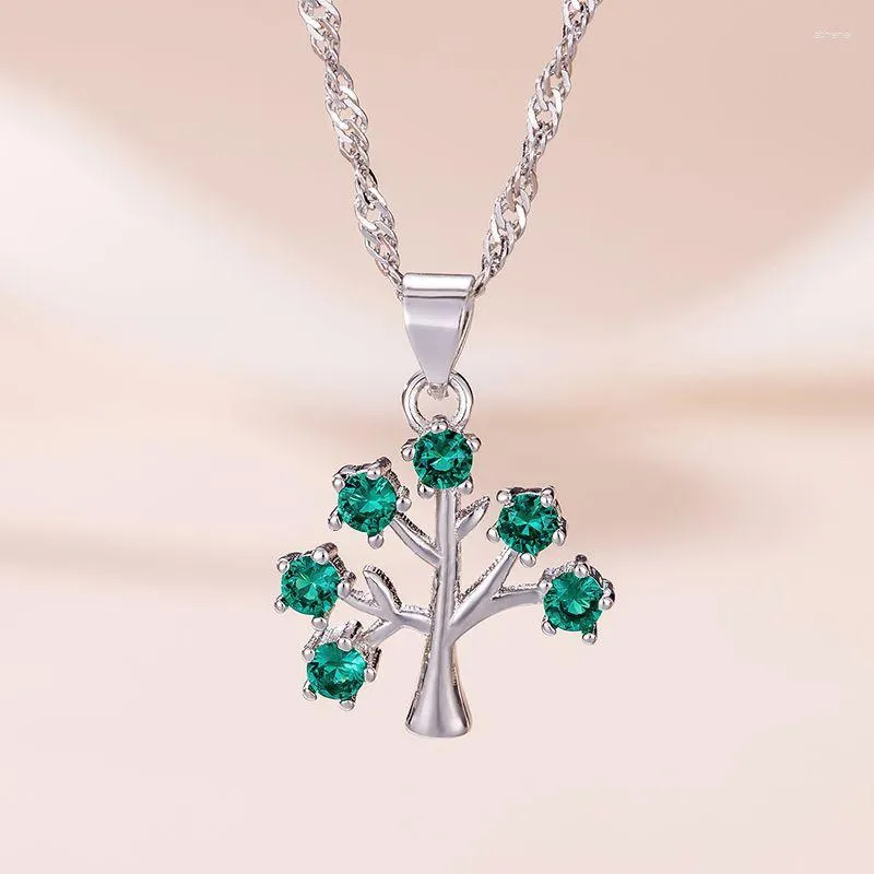 Pendentifs Arrivée Collier pendentif d'arbre de Noël pour femmes bijoux argent 925 Sterling Clavicule Chain Lady ANNIVERSARY ACCESSOIRES