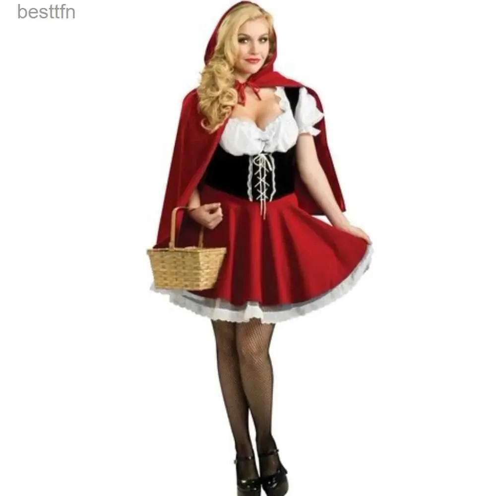 Theme Costume S-6XL Halloween Comes for Women's Cosplay Little Red Riding Hooded Dress Woman Come Adult Fe ComesL231007