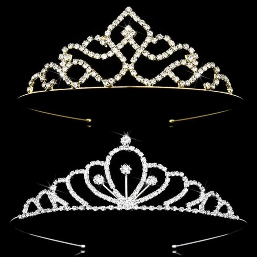 Nya modekristallbarretter Brudkidflickor Tiaras och kronor Rhinestones pannband för kvinnor Brud Bröllop hårtillbehör266U