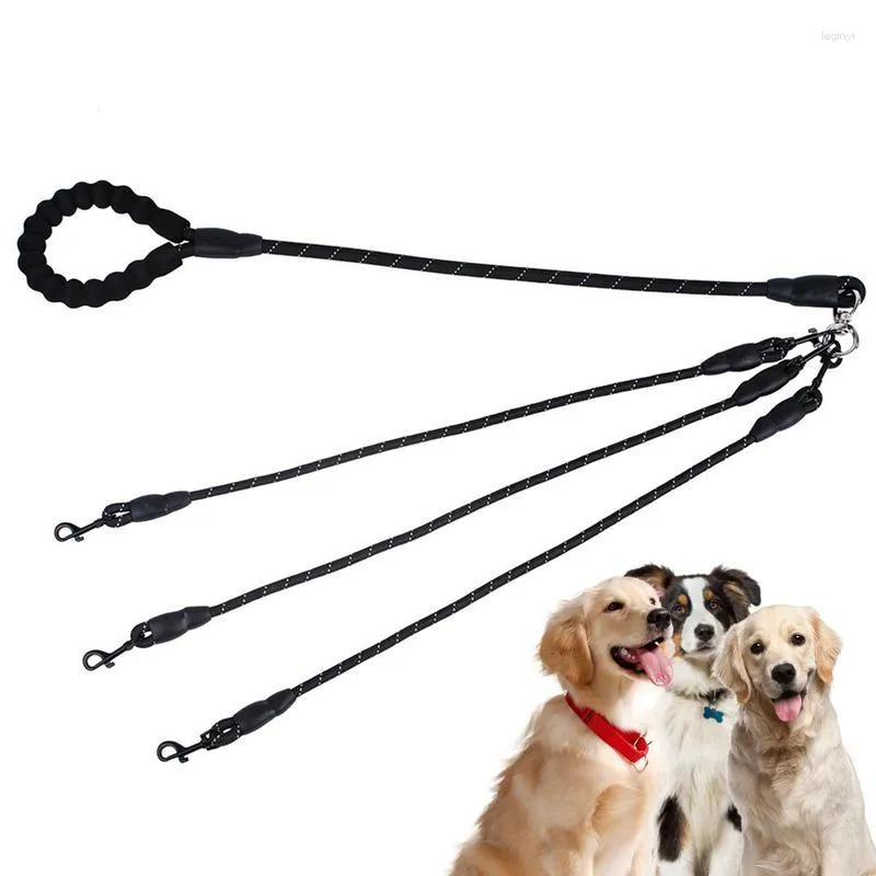 Halsbanden 3-in-1 handsfree lijn Sterke veiligheidslijnen Geen klitten Trekkabel voor drie huisdieren met gewatteerd handvat 360 draaibaar apparaat