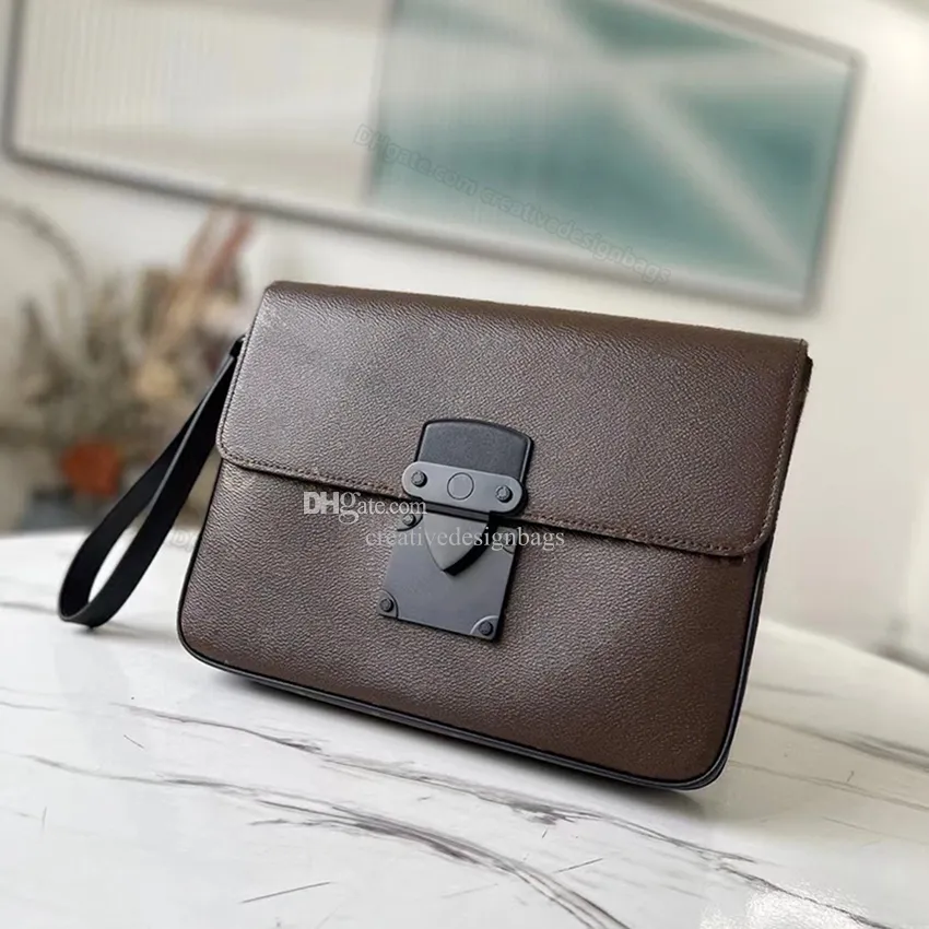 9a axelpåsar designer lås A4 bok handväska crossbody äkta läder elegant kontor crossbody väska lyxig design tygväska handväska 27 cm med låda l245