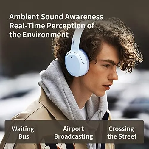 Over-Ear Active Noise Cancelling Headphones, Clear Calls with Deep Noise Reduction,Bluetooth Headphones