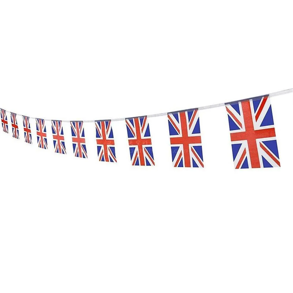 10 m Union Jack Bunting Pendentif Drapeaux Bannière Britannique Tissu Drapeau Décoration pour Anniversaire De Mariage Fête Nationale Célébration BFU251F