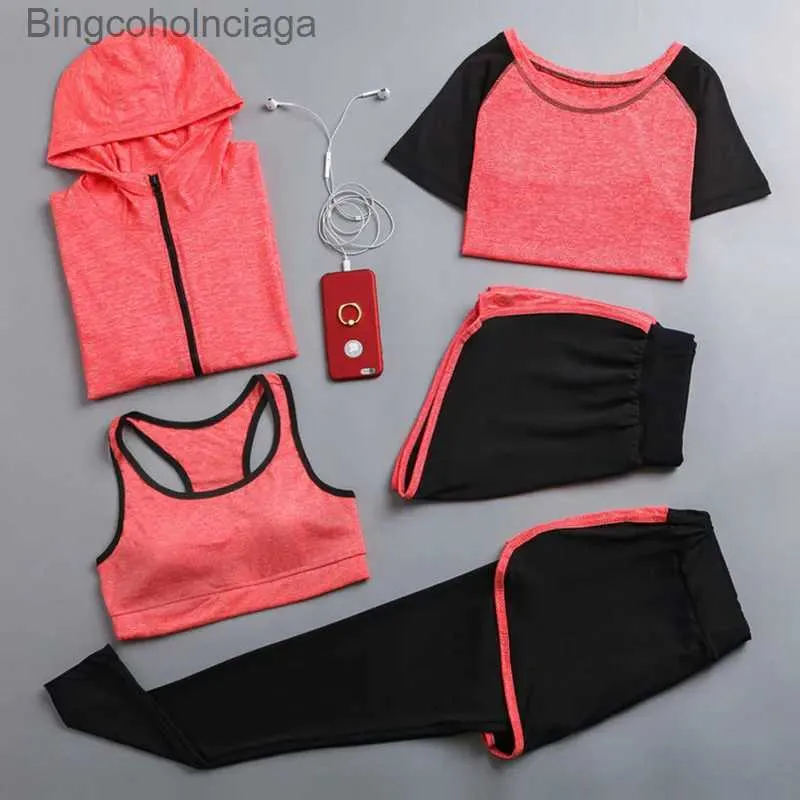 Women's sportswear Gym Workout Clothes 5 Piece Set for Sports Bra