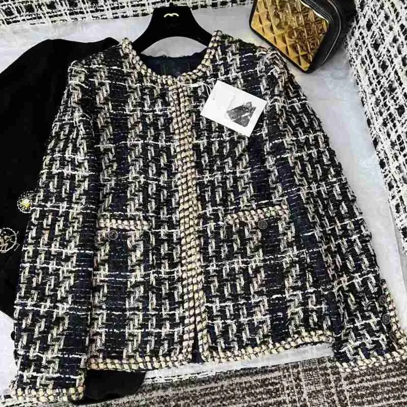 Damenjacken 2022 Frauen Vintage Designer Tweed Blazer Jacke Mantel Weibliche Mailand Landebahn Kleid Kausal Langarm Tops Kleidung Anzug Q9 KZKD