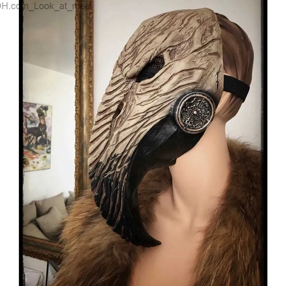 Party Masks Steampunk Plague Doctor Mask Cosplay Long Nose Bird Beak Latex Helmet Carnival Masquerade Halloween Party Costume Props Q231007