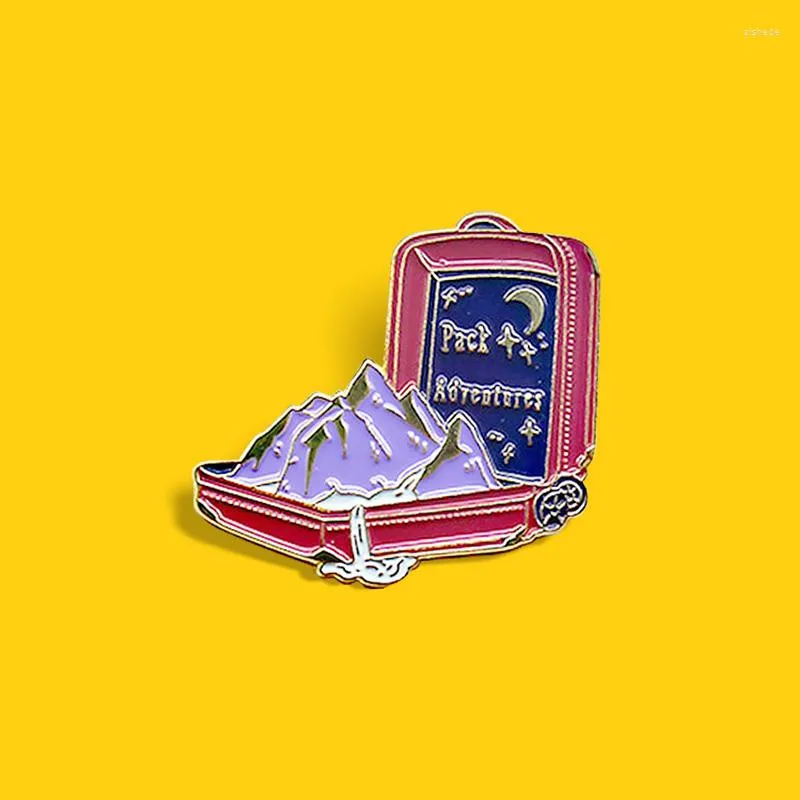 Brooches Outdoor Travelling Bag Suitcase Brooch Enamel Pin Pact Adventures Mountains Oceans Backpack Badges Jewelry Gift For Friends