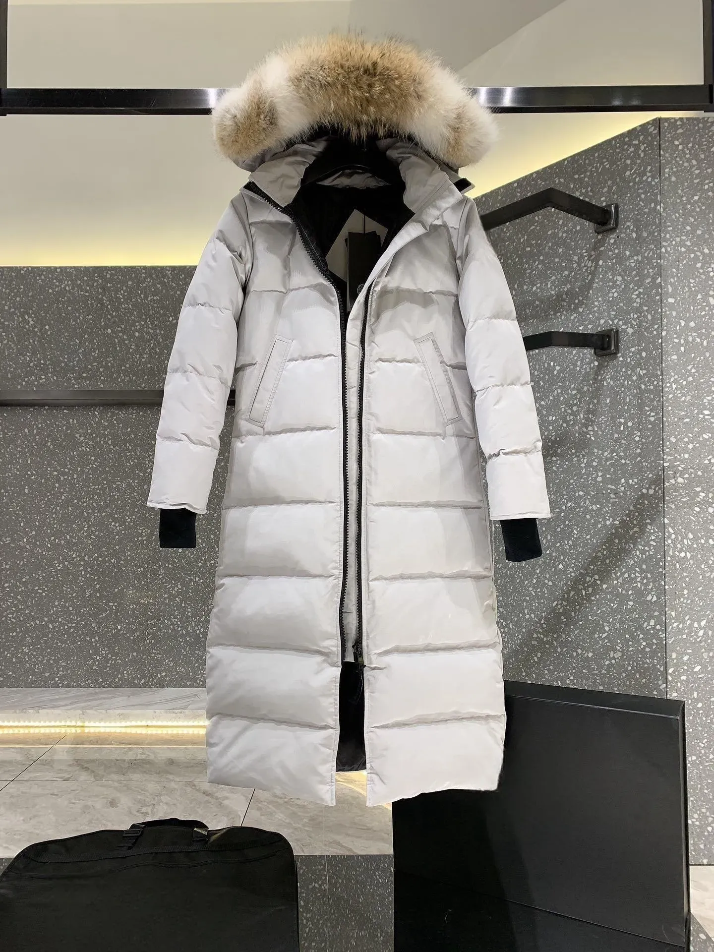 Designer Down Womens Parkers vinter i mitten av längden över knä huva jacka tjocka varma goos rockar ca goos coat kvinna
