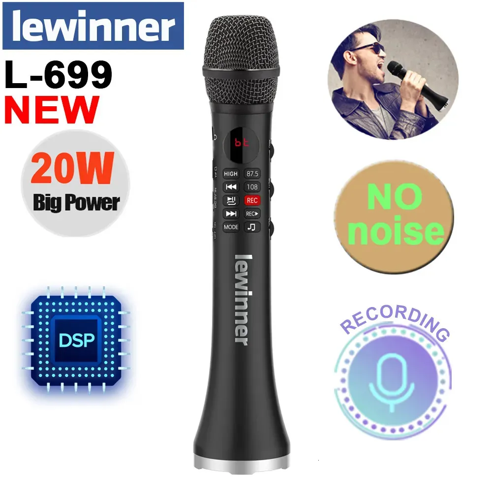 Sprachwechsler Lewinner L 699 Professionelles Karaoke-Mikrofon, kabellos, tragbares Bluetooth-Mikrofon für Telefonunterstützung, Aufnahme, TF-Wiedergabe 231007