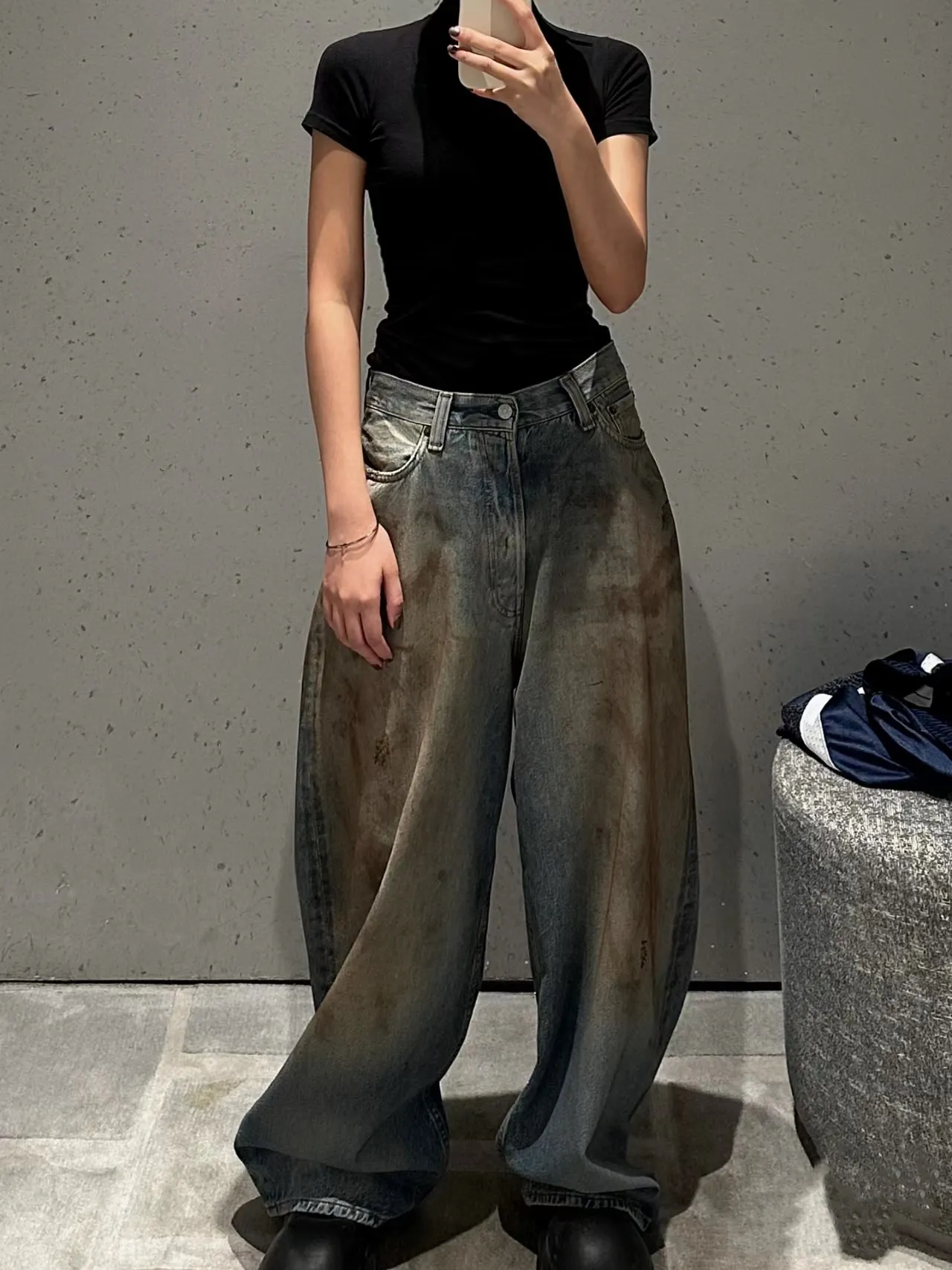 【新品未使用】Menes Mud Wide Denim Pants 2025年最新】Menes mud wide denimの人気アイテム - メルカリ
