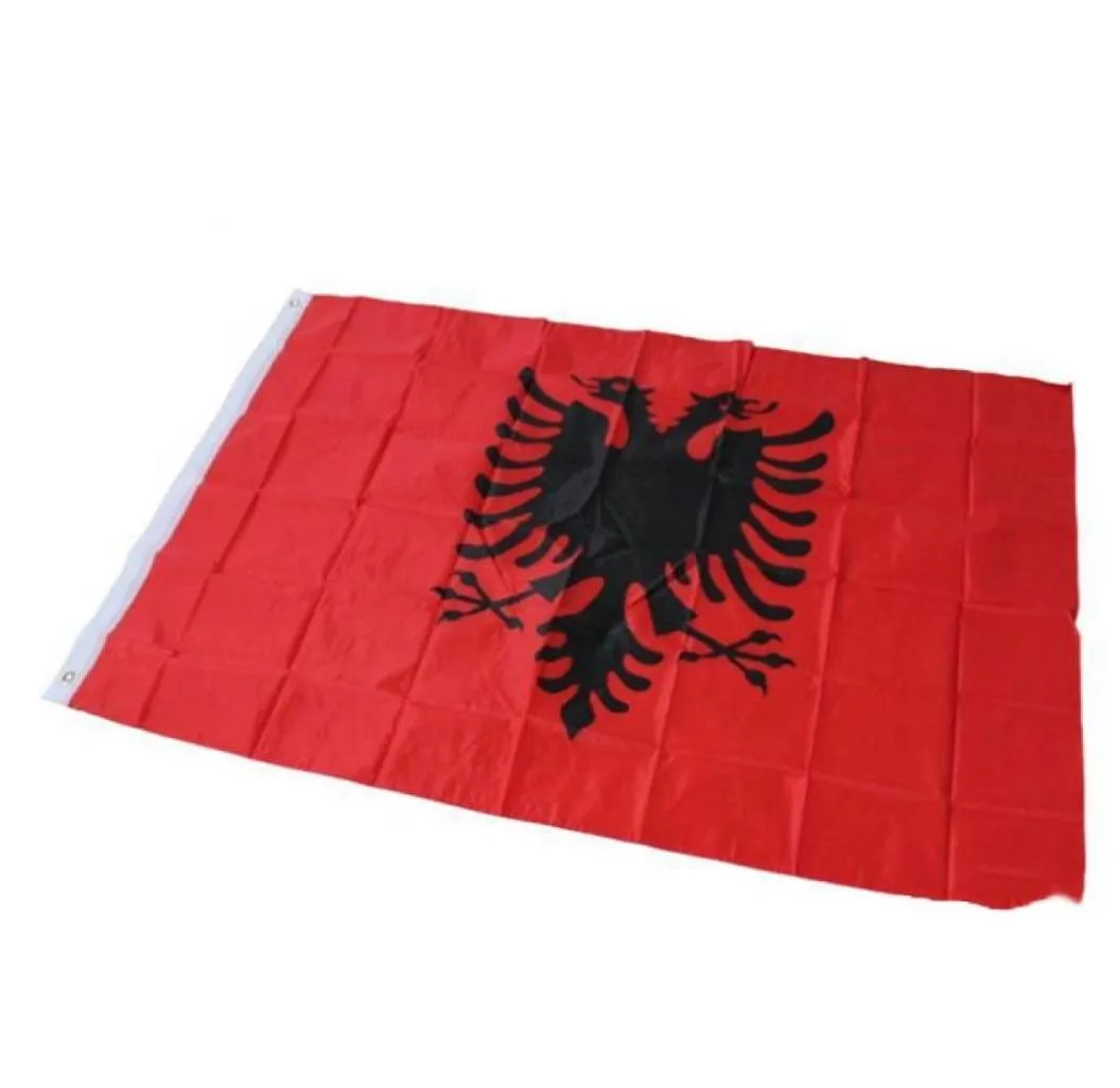 Bandiera dell'Albania 3x5FT 150x90 cm Stampa in poliestere per interni ed esterni Appesa Vendita bandiera nazionale con occhielli in ottone Shippin4440000