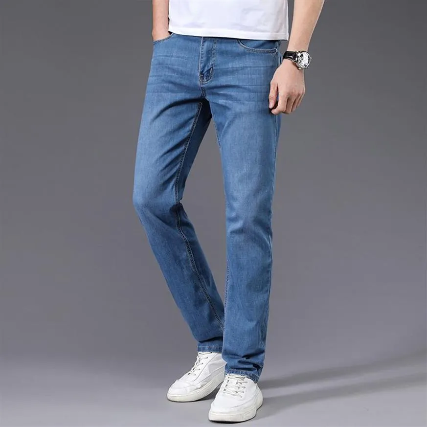 Jeans Men Straight Trousers Male High Quality Soft Slim Fit Business Denim Designer Casual Biker Pants Pantalon Hombre Homme221W