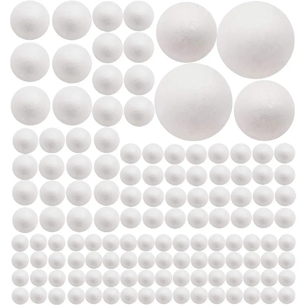 Decorações de Natal Pacote com 130 bolas de espuma artesanal, 7 tamanhos, incluindo 1-4 polegadas de poliestireno branco, bolas redondas lisas, bolas de espuma para artes e ofícios 231006