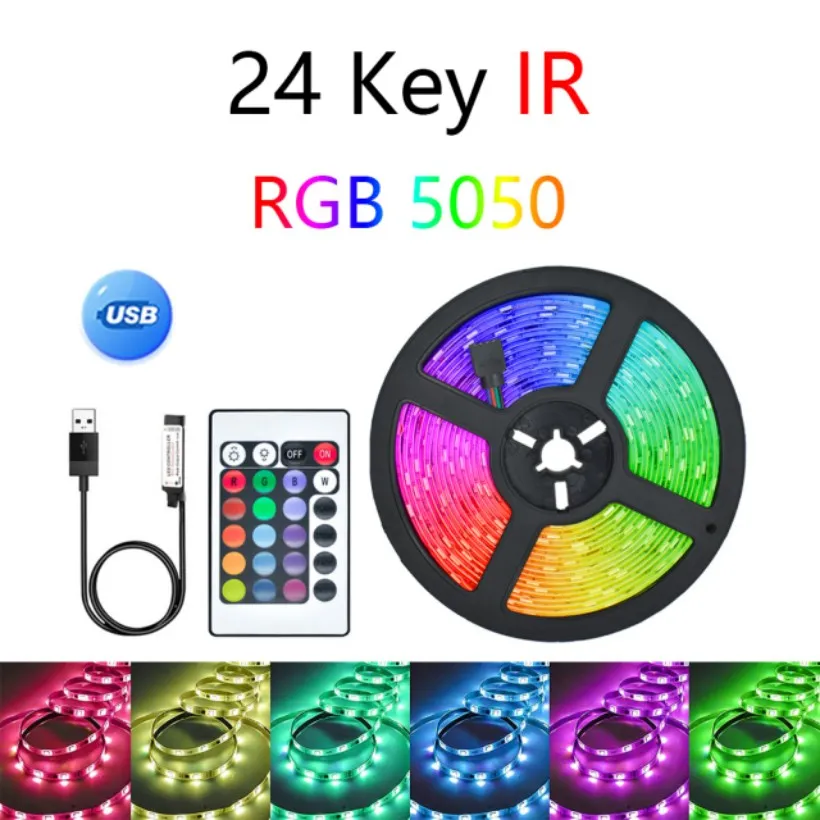 Striscia a LED RGB Luce flessibile Striscia 10m 15m 20 m da 5 V set di nastro a LED con controller musicale Bluetooth WiFi