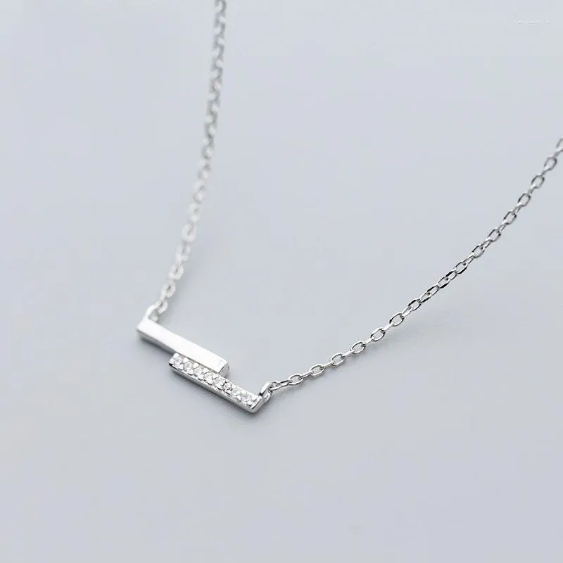 Hängen MloveAcc äkta 925 Real Sterling Silver Shiny Bar Charm Pendant Necklace For Women Fashion Jewelry