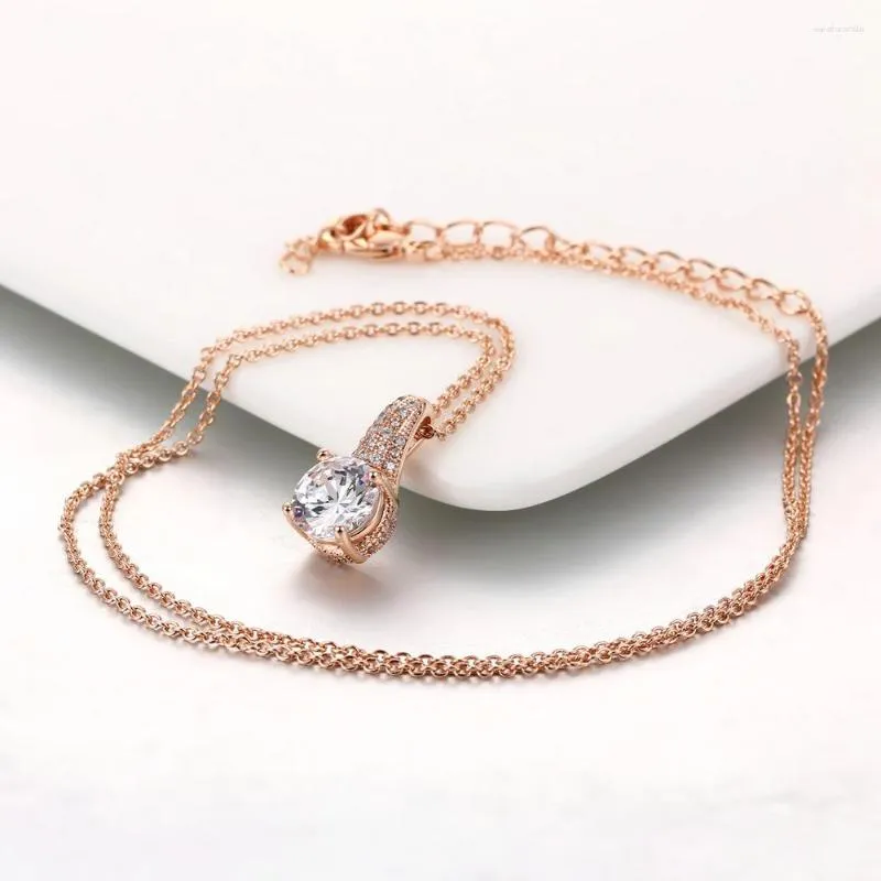 Collane con ciondolo Collana di cristallo nobile per le donne Vintage Trendy colore oro rosa moda matrimonio girocollo catena di gioielli N316