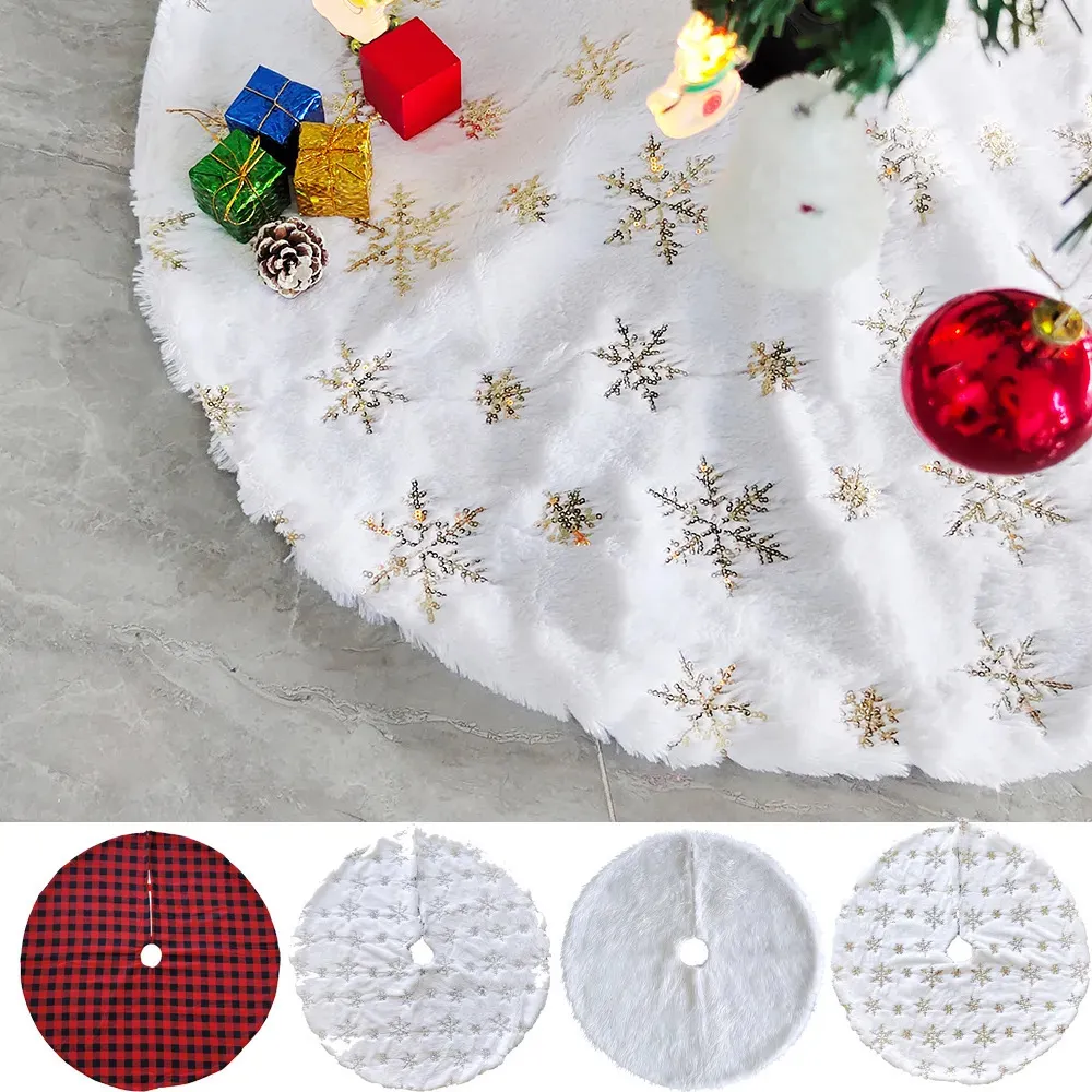 Christmas Decorations Merry X-Mas Tree Skirt Snowflower Christmastree Ornaments Tree Skirt Xmas Tree Decor Diy Christmas Party Decorations Supplies 231006