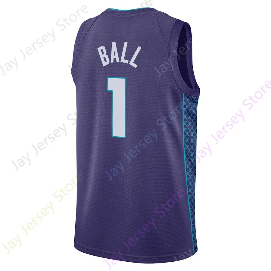 Lamelo Ball Jersey Brandon Miller Basketball Jerseys 2023 City White Teal  Purple Black Pinstripe Home Away Men Adult Size S M L XL 2XL