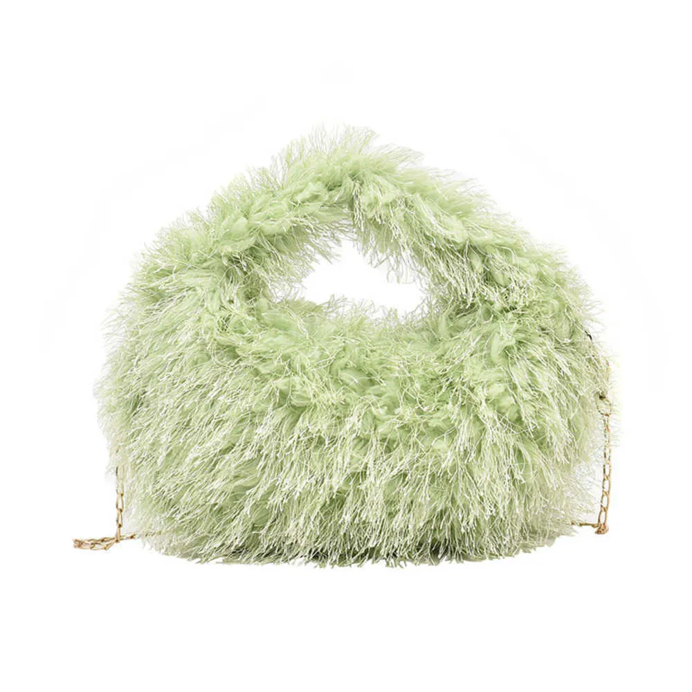Autumn and Winter Sea urchin Plush Handbag Women's Candy Color Cute Fashion Cotton One Shoulder Crossbody Bag 231007