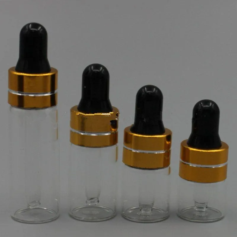 Flacon compte-gouttes en verre transparent 1/2/3/5 ml, petits flacons transparents avec pipette pour bouteilles d'huile essentielle de parfum cosmétique F547 Eneqm