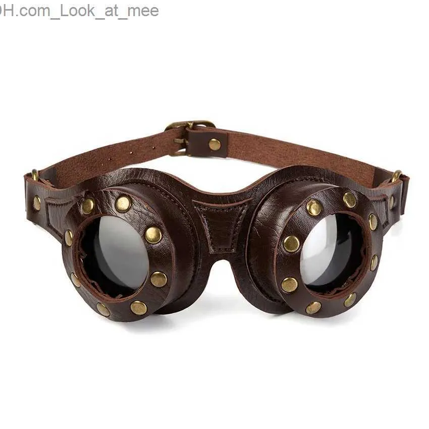 Masques de fête Drôle Steam Punks Lunettes En Cuir Steampunk Accessoires Homme Halloween Cosplay Lunettes Adulte Party Gentleman Prop Lunettes Q231009