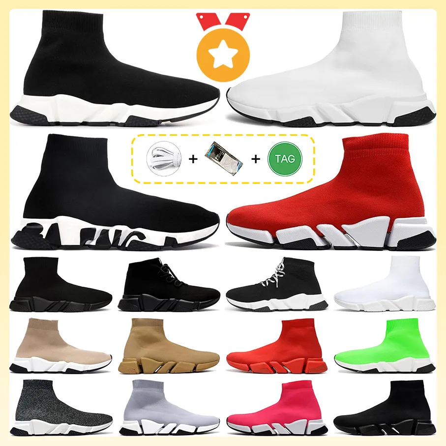 Ontwerpers Casual Schoenen Platform Snelheid Sneaker Mannen Vrouwen Tripler Sokken Laarzen Zwart Wit Licht Graffiti Vintage Merk Luxe Trainers Sneakers