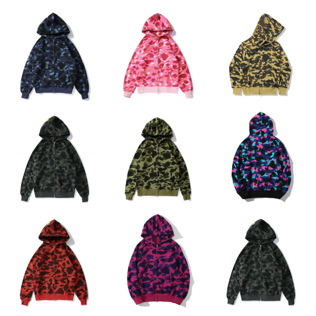 Heren hoodie dames ontwerper Full Zip Up Hoodies voor dames Zwart Camouflage Camouflage jasje Jogger Rits Print Sweatshirts Dameskleding jas van hoge kwaliteit