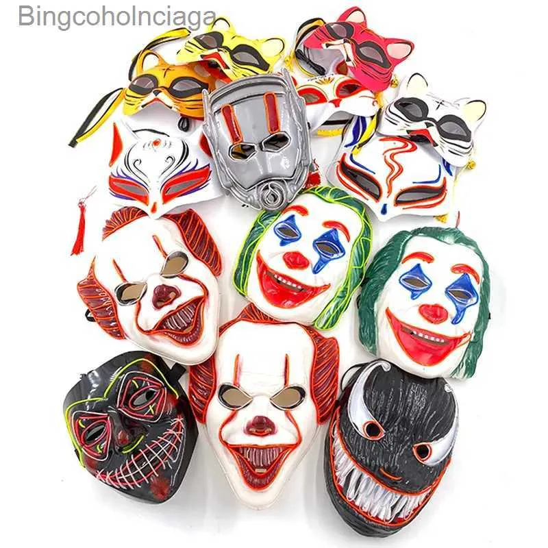 Designer Jeugd Theme Mask Mask Horror Halloween Neon Mask Clown Mask Cosplay Party Come Led Mask Mask Masque Masquerade Party Masks Glow In The Darkl