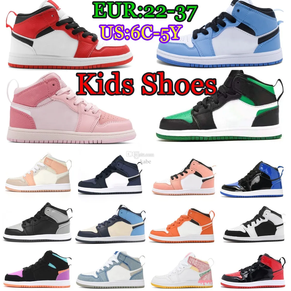 1S Chaussures Enfants Baskets Enfant Garçons Basketball University Blue Chicago Noir Blanc Numérique Rose Enfants Baskets Garçon Fille Jeunesse Sneaker US 22-37