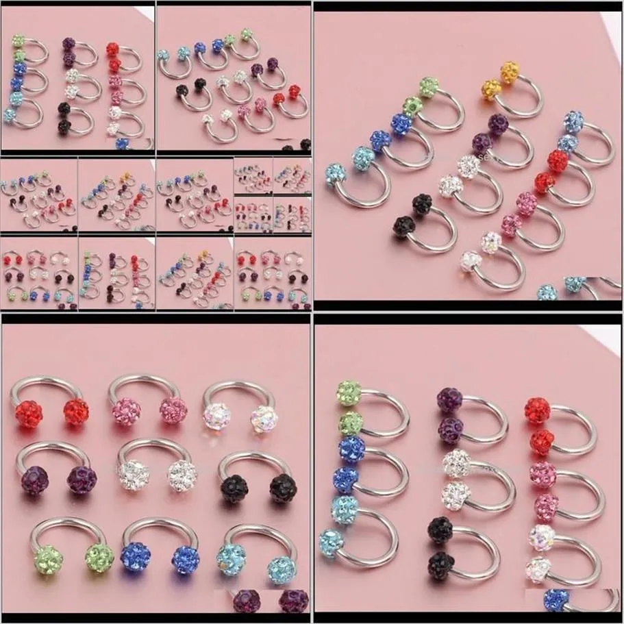 Ringe Ohrstecker Drop Lieferung 2021 Hufeisen Nase Körperschmuck Multi Farben Titan Piercing 50 Stück Lot Aprmd268S