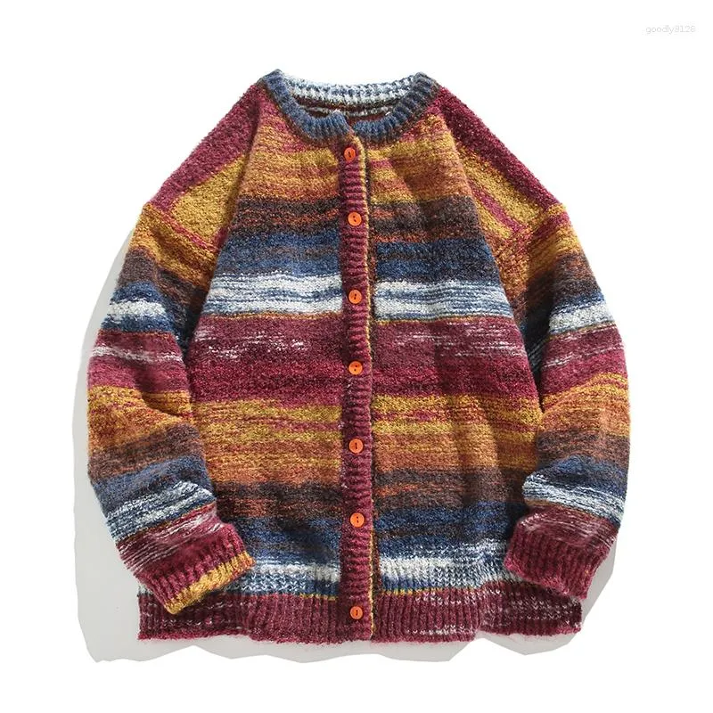 Männer Pullover Herbst Übergroßen Vintage Gestreiften Strickjacke Männer Strickwaren Baggy Jumper Mode Koreanische Streetwear Taste Pullover Kleidung Tops