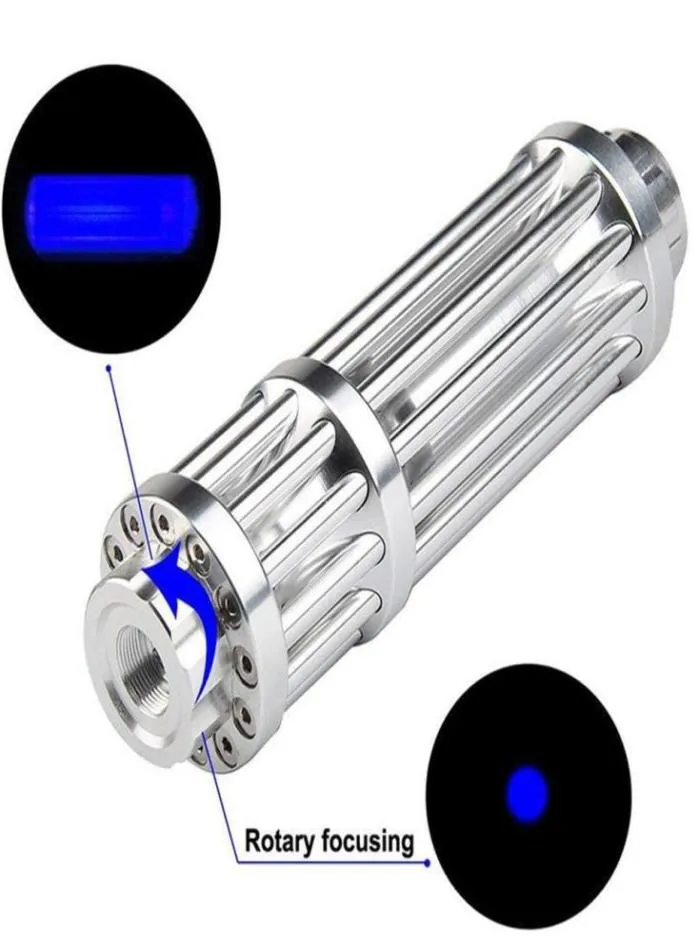 Poderoso ponteiro laser azul tocha 450nm 10000m focalizável laser ponteiros lazer lanterna queima matchbur qylzya220e9021912