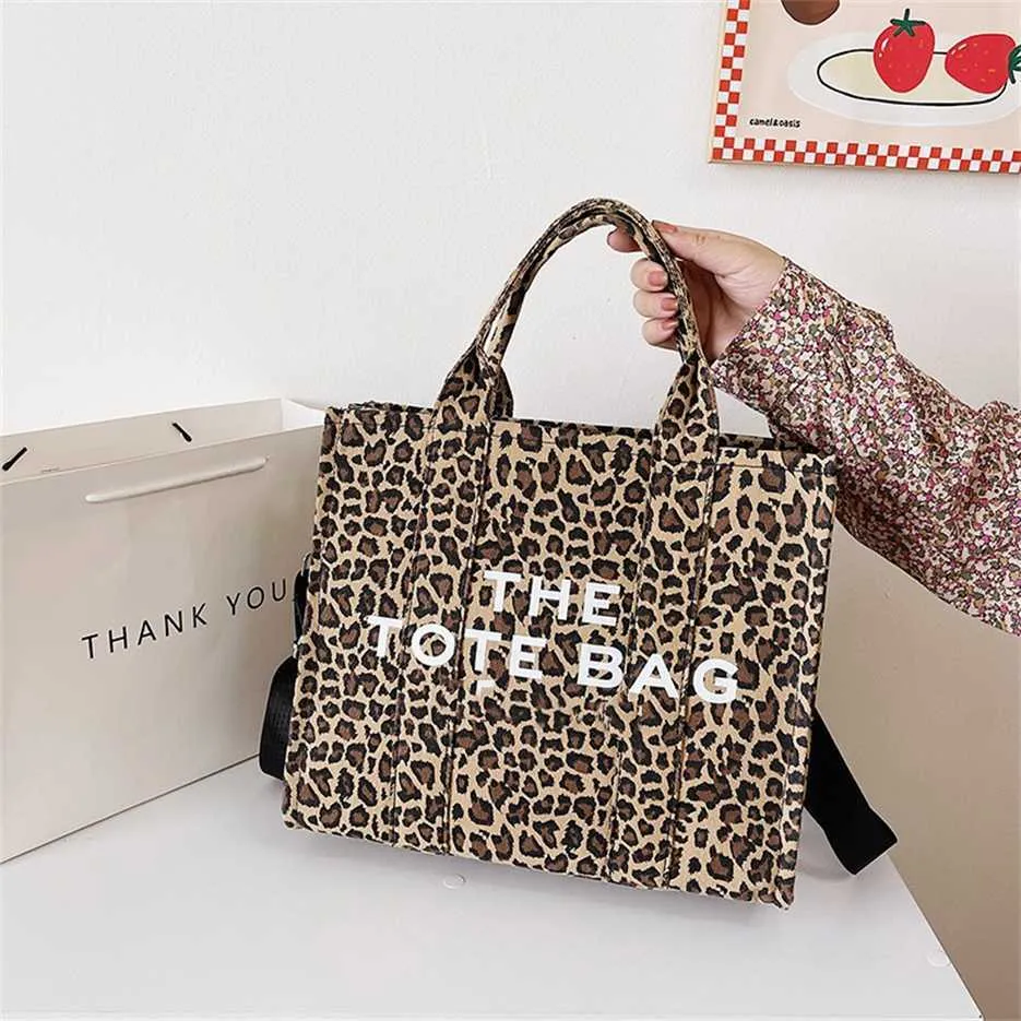 Fashionable portable casual large capacity versatile canvas trendy leopard number 915