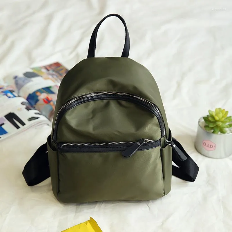 Schultaschen Damen Korean Fashion Design Rucksack Reise Nylon Licht Wasserdicht Kleiner Rucksack Marinegrün Schwarz Mochila Feminina