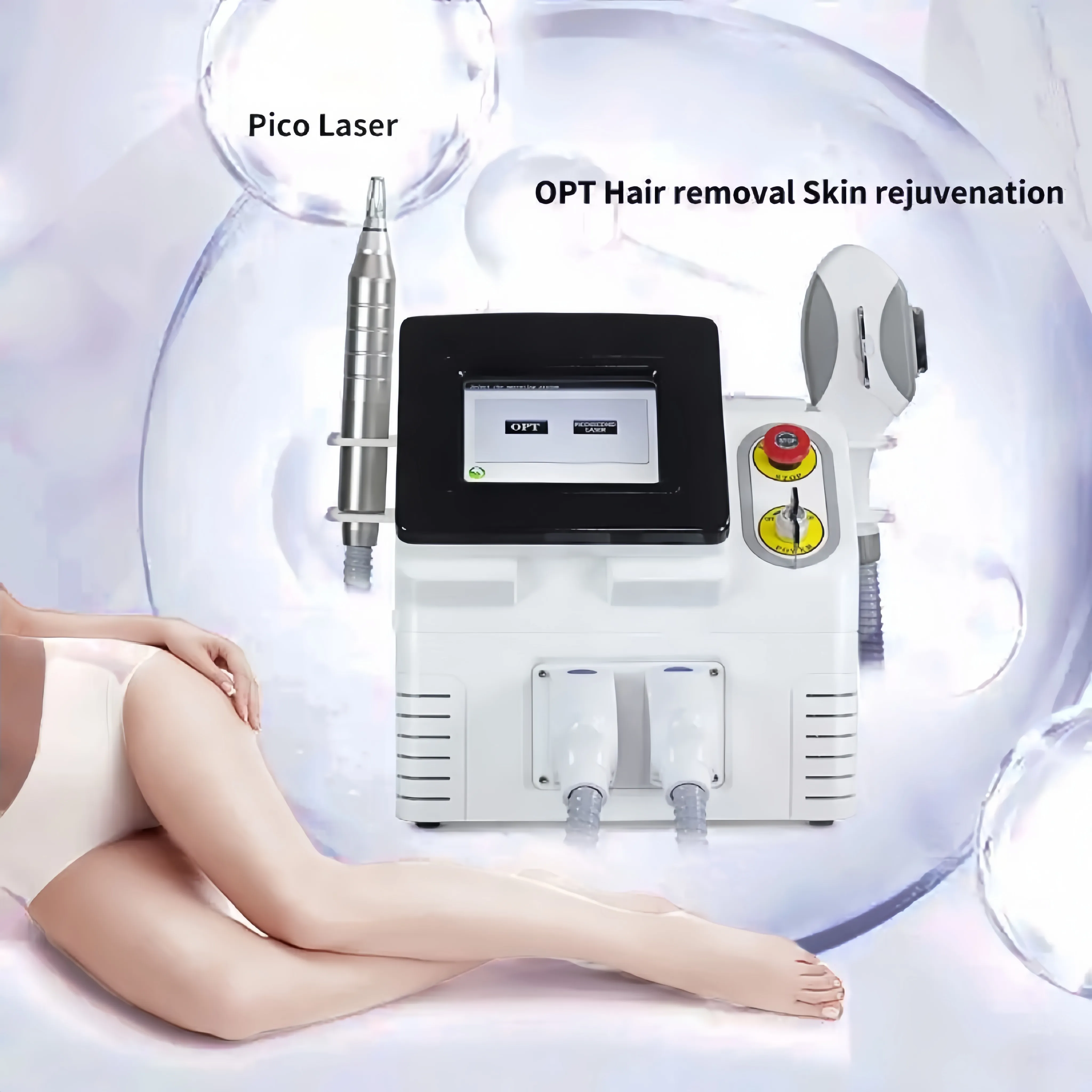 Profesjonalny 2 w 1 Odmładzanie skóry Epilator IPL 532 755 1064NM PICO laser Q-Switch Tatuaż Usuwanie Opt E-Light Laser Hair Machine