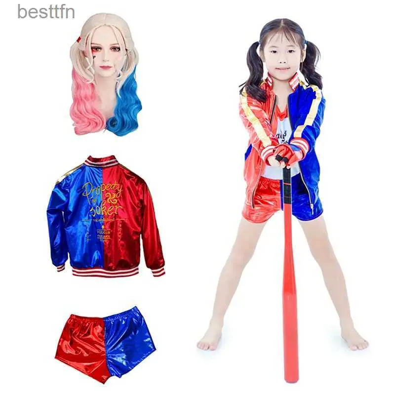 Tema kostym halloween barn vuxen självmord cosplay come quinn trupp monster t-shirt jacka byxor tillbehör full setl231007