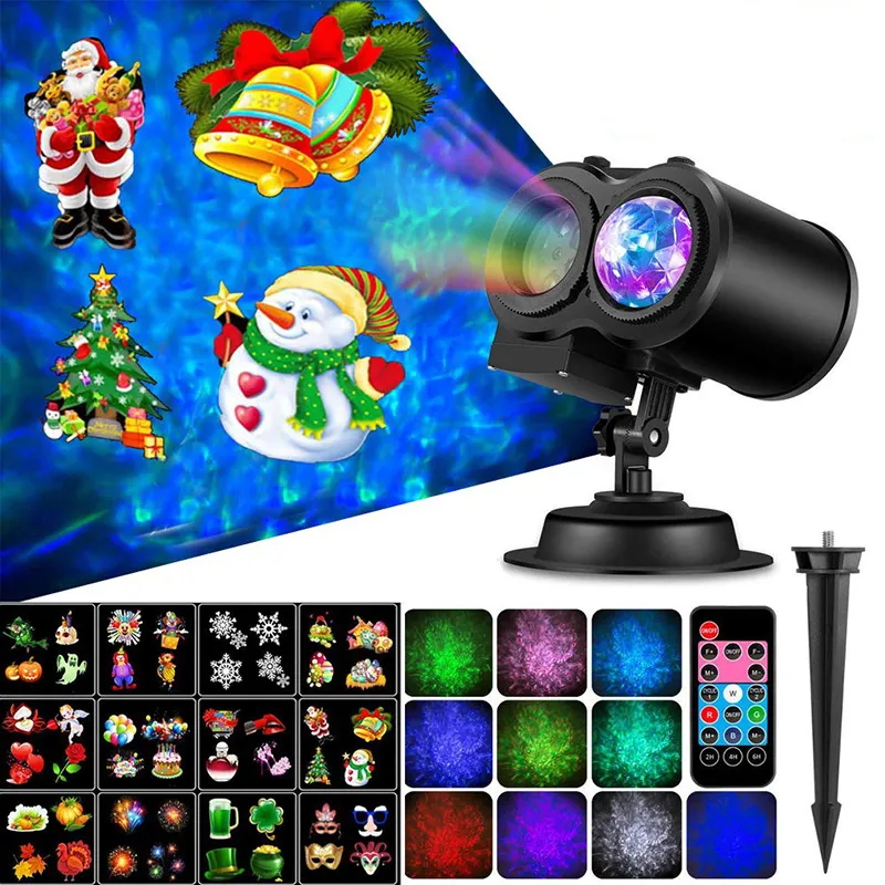 2 In 1 LED Effects 12 Patterns Halloween Christmas Projector Lights ...