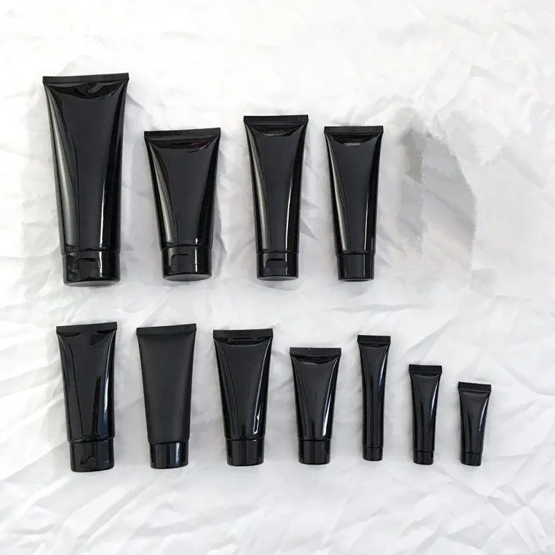 Black Empty PE Plastic Hand Cream Container, Squeeze Cosmetic Soft Hose Tubes, Portable Cosmetic tube with Screw cap F1403 Okpwv