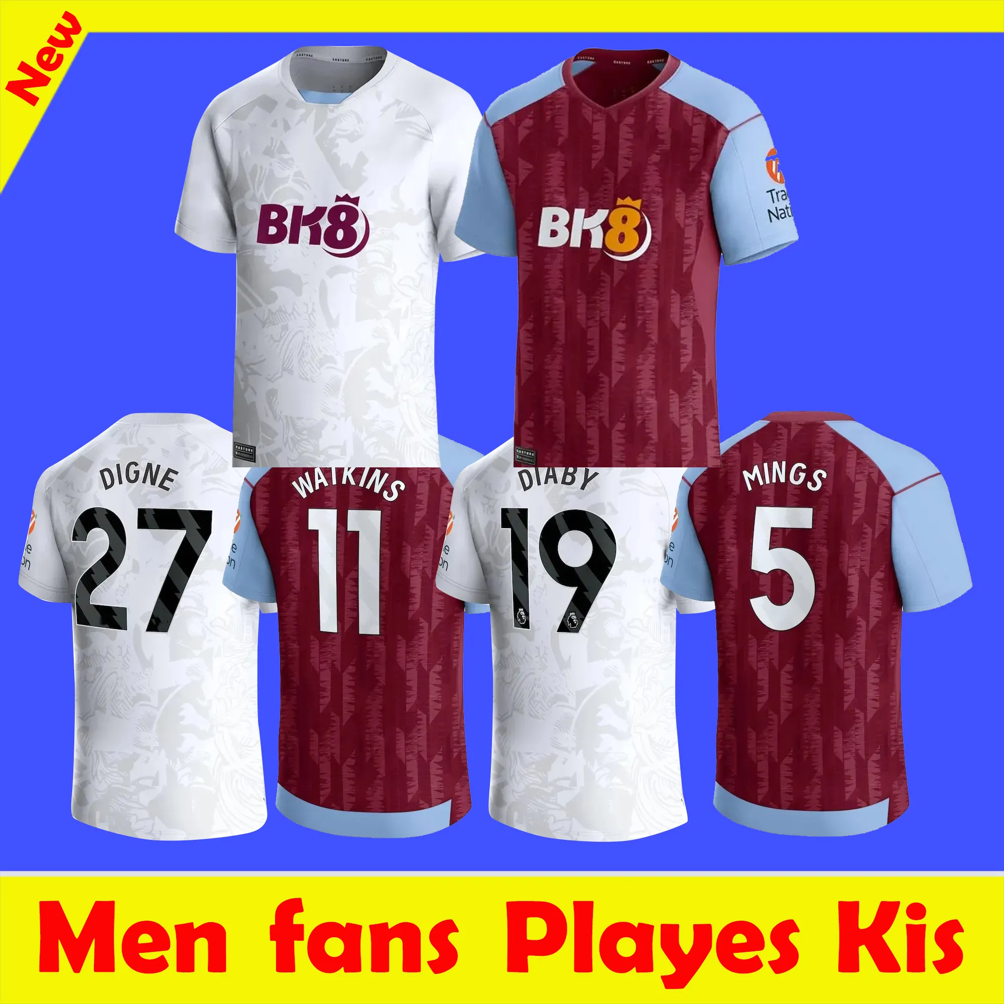 23 24 Aston Villas Futbol Formaları Çocuk Kiti Ana Sayfa 2023 2024 Futbol Gömlek Eğitimi Away Hayranlar Sürümü Camisetas Mings McGinn Buendia Watkins Maillot Foot