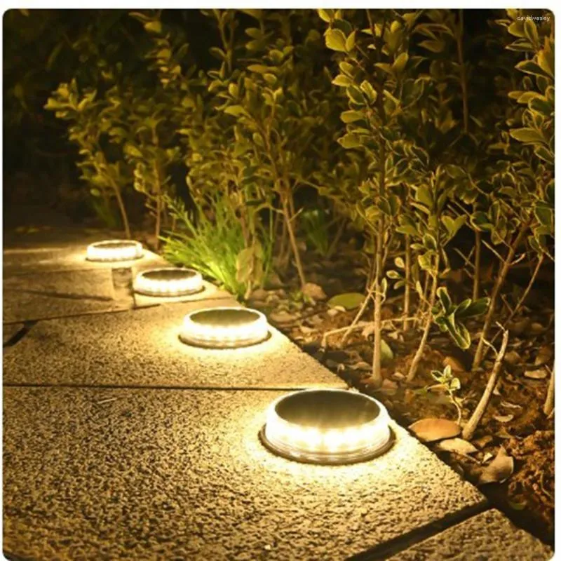 Zasilane słoneczną lampki uziemienia 4 Pack LED w Light Light do patio Lawn Yard Pathway