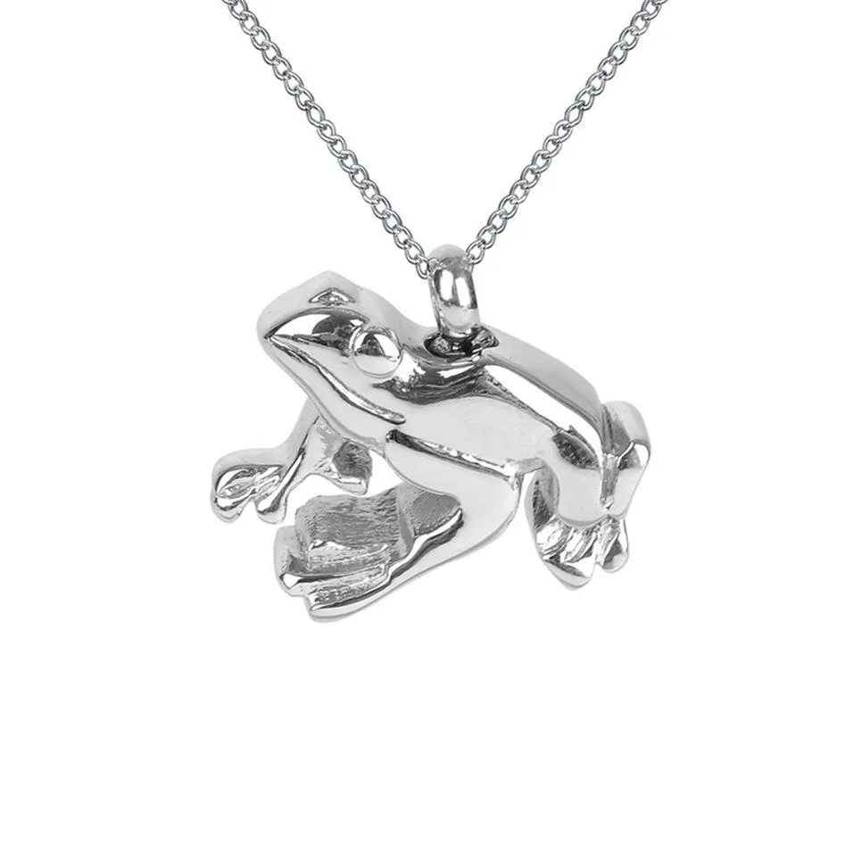 Cremation Jewelry Glossy Frog Urn Halsband Memorial Ash Keepsake Pendant med presentväska Tratt och Chain297L