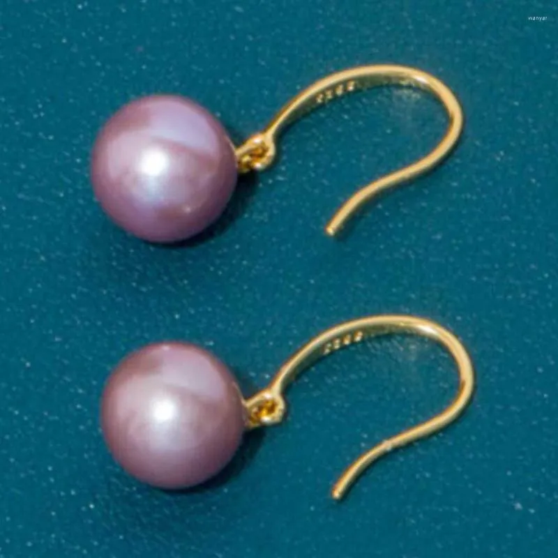 Orecchini pendenti In evidenza 16MM Perla di conchiglia viola 18K Moda natalizia CARNEVALE Festa Gioielli d'acqua dolce Regali di festa Accessori