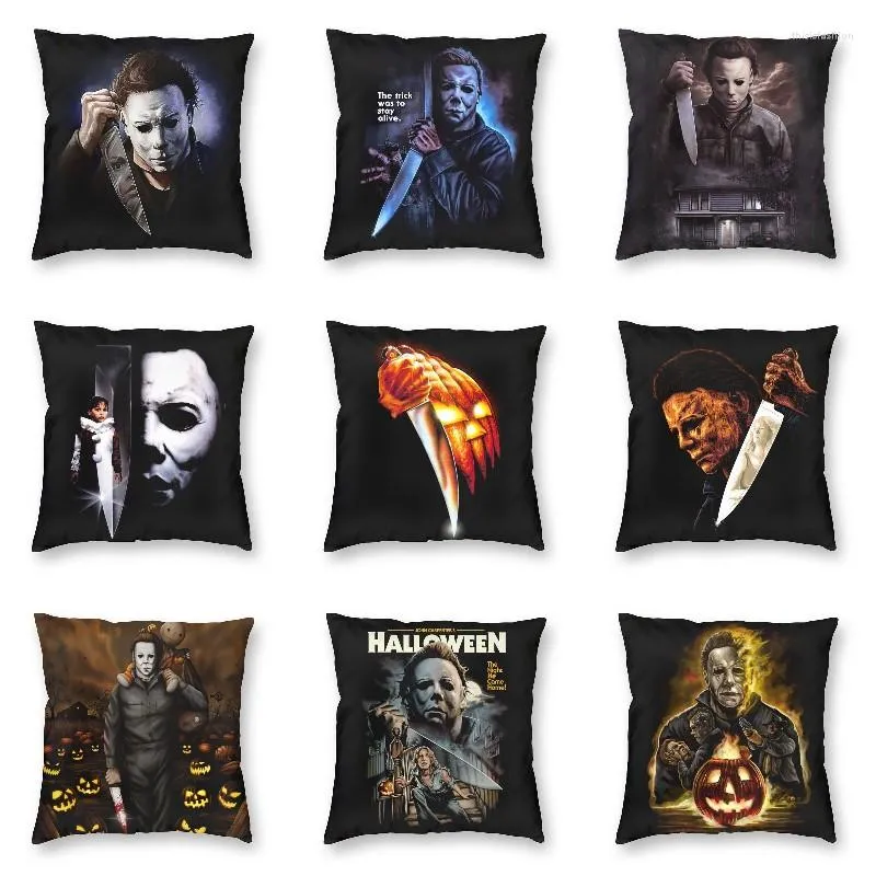 Kudde Michael Myers Halloween Horror Movie Square Throw Case Home Decor 3D Printing Cover för soffa Fashion Pillowcover