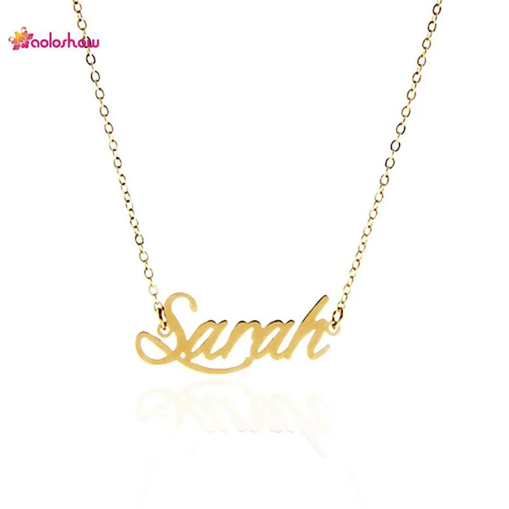 Personalisierte Namenskette für Damen, personalisierte Namensschild-Halskette, Sarah, Edelstahl, Gold und Silber, individueller Schmuck 324o