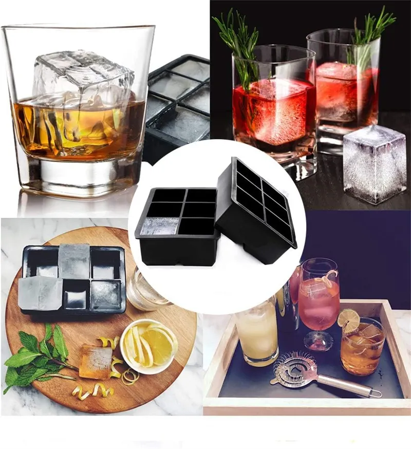 Bar Tools Silicone Ice Square Moulds Dust Proof Cover Ice Tray Large Capacity Square Ice Cube Mold Mix Colors